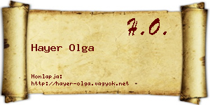 Hayer Olga névjegykártya